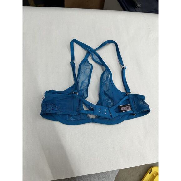 Victorias Secret Womens Bra Size Very Sexy Unlined Plunge Teal Blue Lace - Picture 5 of 8